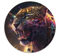 Puzzles Léopard Fantastique 1000 Pièces pour Adultes Puzzles Ronds 1000 Pièces pour Adultes Idéal pour Les Amoureux, Cadeau Parfait de Noël, du Nouvel an, de la Saint-Valentin 67,5x67,5cm