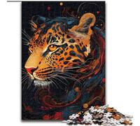 Puzzles Léopard Flamme pour Adolescents 1000 pièces, Jouets de Divertissement Familial, idéal comme Cadeau pour Toute la Famille 50x75cm