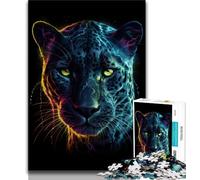 Puzzles léopard Noir 1000 pièces pour Adolescents, Jeu Stimulant et décoration Murale familiale, Cadeaux d'anniversaire et de Noël Uniques 50x75cm
