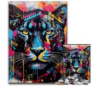 Puzzles léopard Noir pour Adultes Puzzles 1000 pièces pour Adultes Cadeau Parfait pour la Famille et Les Amis, Convient aux 14 Ans et Plus 26x38cm / 10,23x14,96 Pouces