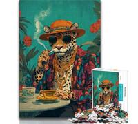 Puzzles léopard Tendance 1000 pièces pour Adolescents, pour Tuer Le Temps en Vacances, Chaque pièce est Unique - Jeu Familial Stimulant et Amusant (38x26cm)
