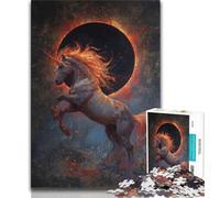 Puzzles Licorne Mystérieuse Puzzles 1000 Pièces pour Adultes Cadeaux, Art au Charbon Staycation Kill Time pour Décoration de Maison 75x50cm