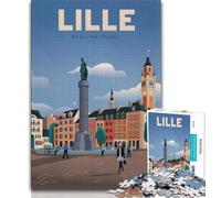 Puzzles Lille 1000 pièces pour Adolescents, Jeu Stimulant et décoration Murale familiale, Cadeaux d'anniversaire et de Noël Uniques 50x75cm