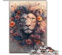 Puzzles Lion Fleur pour Adultes et Adolescents, Puzzles, Jouets de Jeu stimulants, Décoration Murale, Cadeaux d'anniversaire et de Noël Uniques (26x38cm)
