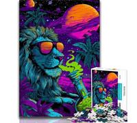Puzzles Lion psychédéliques fantastiques pour Adolescents 1000 Puzzles, Aide Le Cerveau à exercer des Jouets addictifs pour cultiver la Patience Jeu de défi Unique 38x26cm