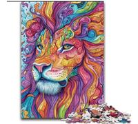 Puzzles Lion psychédéliques pour Adolescents, à partir de 14 Ans, Jeux Amusants, activités à la Maison, Cadeaux d'anniversaire, Cadeaux de Voyage (50x75cm)