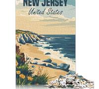 Puzzles Littoral du New Jersey pour Adultes 1000 Pièces Puzzles pour Adolescents Cadeaux pour Adultes Adolescents Adolescent Homme Femme Cadeau 38x26cm/1000pcs