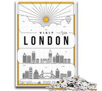 Puzzles Londres Royaume-Uni 1000 pièces pour Adolescents, à partir de 14 Ans, décoration d'intérieur, Jeux de Famille, Cadeaux de Noël et d'anniversaire, 1000 pièces (26x38cm)