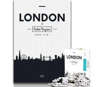Puzzles Londres Royaume-Uni pour Adolescents 1000 pièces, Jouets éducatifs et éducatifs, Jeux familiaux avec Affiche et fiche de Questions-réponses Assorties 38x26cm