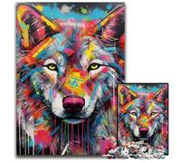 Puzzles Loup 1000 pièces pour Adultes, Puzzles en Bois, idéal pour Les Adolescents et Les collectionneurs, Cadeau de Voyage, activité familiale 50x75cm / 19,68x29,52 Pouces