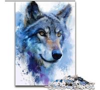 Puzzles Loup Aquarelle pour Adolescents 1000 Pièces, Anti-Stress Staycation Tue Le Temps Interaction Parent-Enfant (Taille 26x38cm)