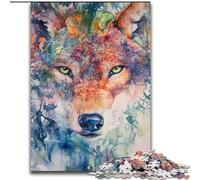 Puzzles Loup Aquarelle pour Adultes et Adolescents, Puzzles pour 14 Ans et Plus, Décoration Murale, Cadeaux Uniques pour Anniversaire et Noël (50x75cm)