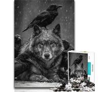 Puzzles Loup Corbeau Noir et Blanc 1000 Pièces pour Adultes, Séjour Tue Le Temps, Chaque Pièce Est Unique - Jeu Familial Amusant et Défi (38x26cm)