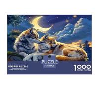 Puzzles Loup De 1000 Pièces pour Adultes,Forêt à lumières de la Lune Un Jeu De Dexérité Très Difficile Puzzle Éducatif avec des Défis 38x26cm/1000pcs