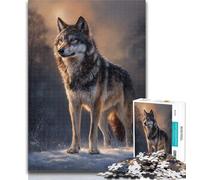 Puzzles Loup Debout dans la Neige 1000 pièces Puzzles pour Adultes Cadeaux, est idéal comme Cadeau pour Toute la Famille Convient pour Et 14 26x38cm