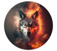 Puzzles Loup Fantastique pour Adultes, 1000 Pièces Puzzle Rond 1000 Pièces Jeu de Casse-Tête, Jeu Familial Interactif, Convient aux 14 Ans et Plus 67,5x67,5cm