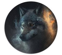 Puzzles Loup Fantastique pour Adultes, 1000 Pièces Puzzle Rond 1000 Pièces Jeu de Casse-Tête, Jeu Familial Interactif, Convient aux 14 Ans et Plus 67,5x67,5cm