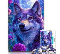 Puzzles Loup Fleur pour Adolescents 1000 pièces, Jeu Familial Anti-Stress, défi Difficile, Collection d'artistes, Beaux-Arts (38x26cm)