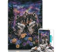 Puzzles Loup Fleur pour Adultes 1000, Aidez Le Cerveau à Exercer des Jouets Addictifs pour Cultiver la Patience Une Œuvre d'art (38x26cm)