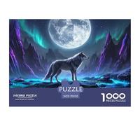 Puzzles Loup Gris De 1000 Pièces pour Adultes,Aurore Borealis Un Jeu De Dexérité Très Difficile Puzzle Éducatif avec des Défis 70x50cm/1000pcs
