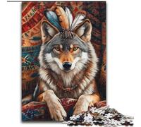 Puzzles Loup Indien pour Adultes 1000 pièces, Art Intéressant, Réduction du Stress, Liste de Souhaits avec Père Noël pour 14 Ans (26x38cm)