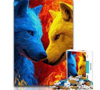 Puzzles Loup pour Adolescents, Puzzle 1000 pièces, Anti-Stress, Vacances à la Maison, Tuer Le Temps avec Affiche Assortie et Feuille de Questions 38x26cm