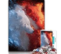 Puzzles Loup Rouge et Blanc pour Adultes et Adolescents, Jeu Éducatif Difficile à Compléter, mais Amusant et Humoristique pour Anniversaire (75x50cm)