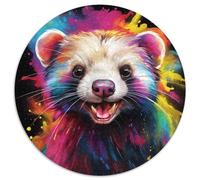 Puzzles Loutre Art Coloré 1000 Pièces pour Adultes Puzzles Ronds 1000 Pièces pour Adultes Casse-tête, Jeu Adulte, Activité Interactive Familiale 67,5x67,5cm
