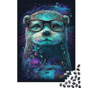 Puzzles Loutre Portant des Lunettes pour Adultes 1000 pièces Puzzles pour Adultes et Adolescents à partir de 12 Ans Cadeaux du réveillon de Noël 1000 pièces (38 x 26 cm)