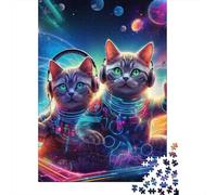Puzzles Magic Art Cat 1000 pièces Puzzle en Bois pour Adultes et Plus de 18 Ans Jouets Anti-Stress 1000 pièces (75 x 50 cm)
