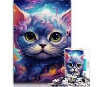 Puzzles Magic Art Cat pour Adolescents, Anti-Stress, pour Passer Le Temps à la Maison, avec Affiche et fiche de Questions-réponses Assorties (75x50cm)