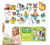 Puzzles magnétiques de ferme,Puzzle d'aimants pour réfrigérateur,Aimants d’apprentissage éducatif colorés - 30x puzzles magnétiques pour, jouet éducatif amusant pour garçons et filles