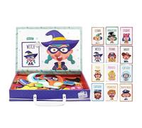 Puzzles magnétiques - Jouets éducatifs double face, jeu d'apprentissage créatif STEM avec boîte de rangement, tableau d'activités de voyage interactif, jouet de développement du cerveau, ensemble de p