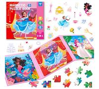 Puzzles Magnétiques pour Enfants de 3 à 5 Ans, 3 Puzzles de Voyage de 20/25/30 Pièces, Jeux de Sudoku, Puzzles Magnétiques (Thème de Princesse)