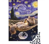 Puzzles Maine Coon De 1000 Pièces pour Adultes,Ciel étoilé Un Jeu De Dexérité Très Difficile Puzzle en Bois Jeu ÉduChatif avec des Défis Un Jeu Cadeau Original 1000pcs (75x50cm)