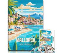 Puzzles Majorque Îles Baléares pour Adolescents 1000 pièces, Jeu Stimulant et Jeu Familial avec des pièces entièrement emboîtables de Formes aléatoires 38x26cm