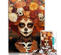 Puzzles mexicains pour Adolescentes, 1 000 pièces, Motif crâne, Jouets, Chaque pièce est Unique - Jeu Familial Stimulant et Amusant (50x75cm)