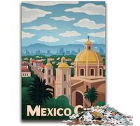 Puzzles Mexico City pour Adolescents 1000 pièces, activité familiale avec Affiche et fiche de Questions pour Les 14 Ans et Plus (1000 pièces, 26x38cm)