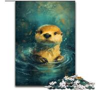 Puzzles Mignons de Petite Loutre Jaune, 1000 pièces, pour Adolescents, Jeu Stimulant, idéal pour Toute la Famille (26x38cm)