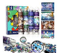 Puzzles Miniatures pour Adultes Lot de 4-150 Pièces, Puzzle Micro Stimulant, Petit Puzzle en Tube, Puzzle de Poche Portable pour Voyage, 10x15 cm Chacun