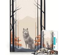 Puzzles minimalistes rétro Wolf pour Adolescents 1000 pièces,Jeu de réflexion Amusant,Connexion Fluide et agréable pour Passer Le Temps (38x26cm)
