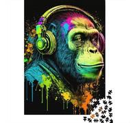 Puzzles Monkey DJ pour Adultes et Adolescents, Jeux en Bois, Cadeaux de Noël, 500 pièces (52 x 38 cm)