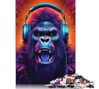 Puzzles Monkey Headphone DJ Music pour Adultes 500 pièces Puzzles pour Adultes et Adolescents Puzzle éducatif 500 pièces (52 x 38 cm)