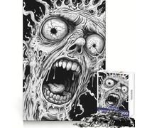 Puzzles Monstre Hurlant pour Adolescents 1000 Pièces Wise Think Toy Gentle Leisure Tight Cut Liste de souhaits du Père Noël (38x52cm)