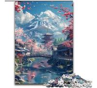 Puzzles Mont Fuji et cerisiers en Fleurs pour Adultes 1000 Puzzles, Jeux Amusants Chaque pièce est Unique Jeu Familial Stimulant et Amusant (50x75cm)