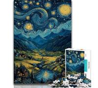 Puzzles Montagnes sous Le Ciel Nocturne pour Adolescents, 1000 pièces, Difficile à réaliser, mais Amusant et Humoristique, Cadeau d'anniversaire, Cadeaux, Art Mural 50x75cm