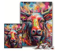 Puzzles Moose Graffiti Puzzles pour Adultes 50x75cm Parfait pour s'amuser en Famille à Noël, Thanksgiving, Anniversaires et Pâques