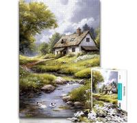 Puzzles Mountain House pour Adultes et Adolescents, 1 000 pièces, Anti-Stress, pour Passer Le Temps à la Maison, avec Affiche et fiche de Questions Assorties, 38x26cm