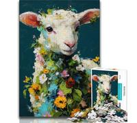 Puzzles Moutons Heureux pour Adultes 1000 pièces, Jeu Éducatif, Jouet Défi, Idéal comme Cadeau pour Toute la Famille 38x26cm