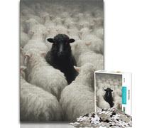 Puzzles Moutons Noirs et Blancs pour Adolescents 1000 Puzzles, Difficile à Compléter, mais Drôle et Humoristique Cadeau d'anniversaire, Cadeaux, Art Mural (38x26cm)